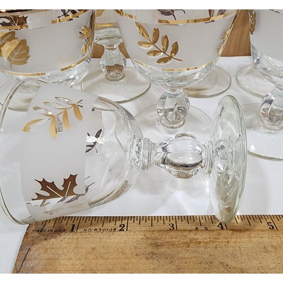 11 pc Libbey Golden Foliage Frosted Cocktail Glasses vintage mixed design wear - Picture 9 of 12